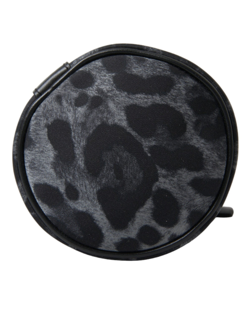 Sac porte-bouteille rond et fin à imprimé léopard noir Dolce & Gabbana