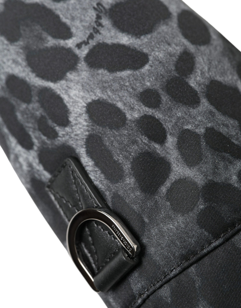 Sac porte-bouteille rond et fin à imprimé léopard noir Dolce & Gabbana