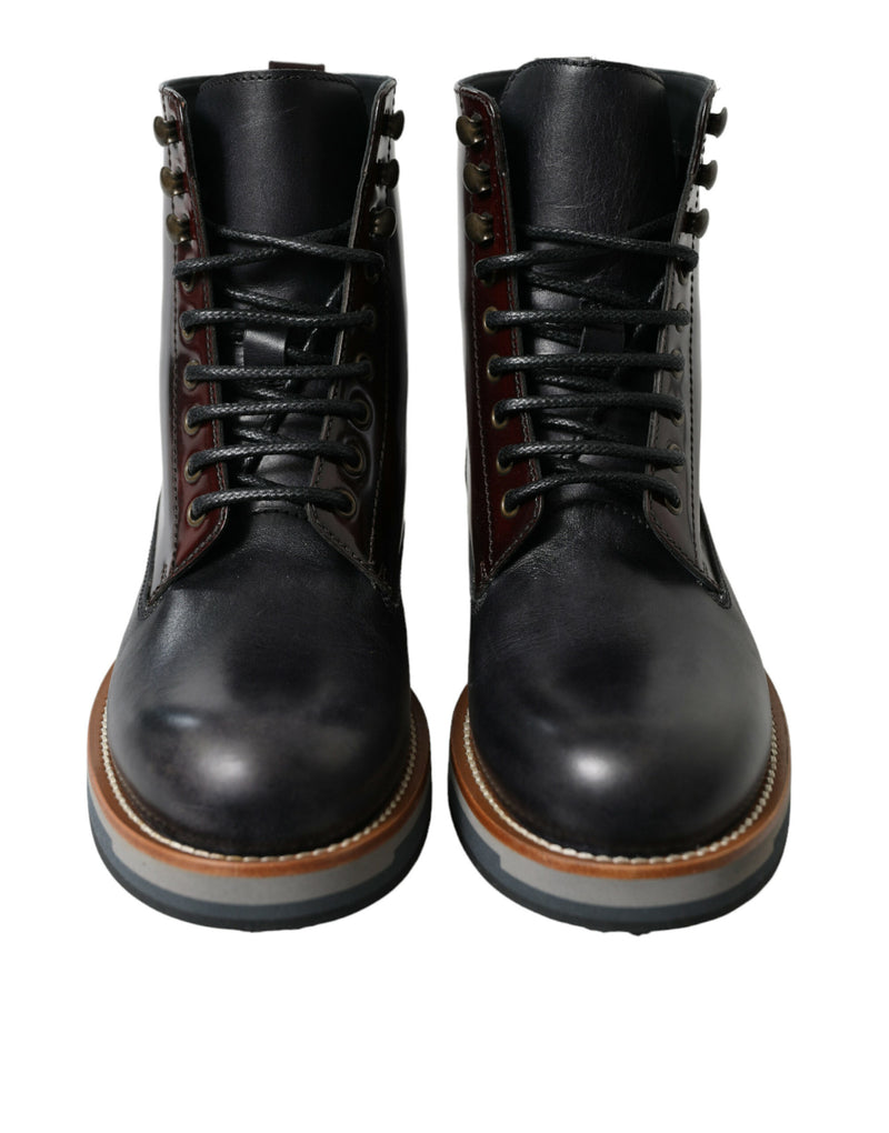 Bottes de combat militaires Dolce & Gabbana en cuir noir