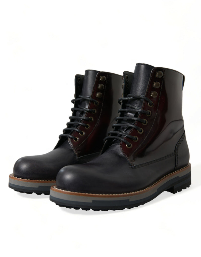 Bottes de combat militaires Dolce & Gabbana en cuir noir