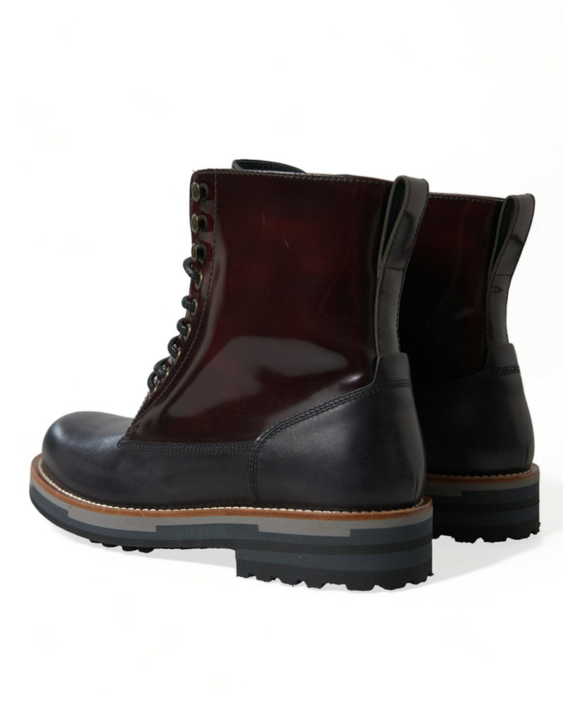 Bottes de combat militaires Dolce & Gabbana en cuir noir