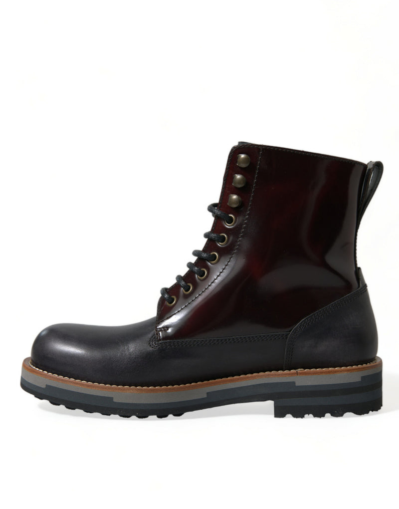 Bottes de combat militaires Dolce & Gabbana en cuir noir