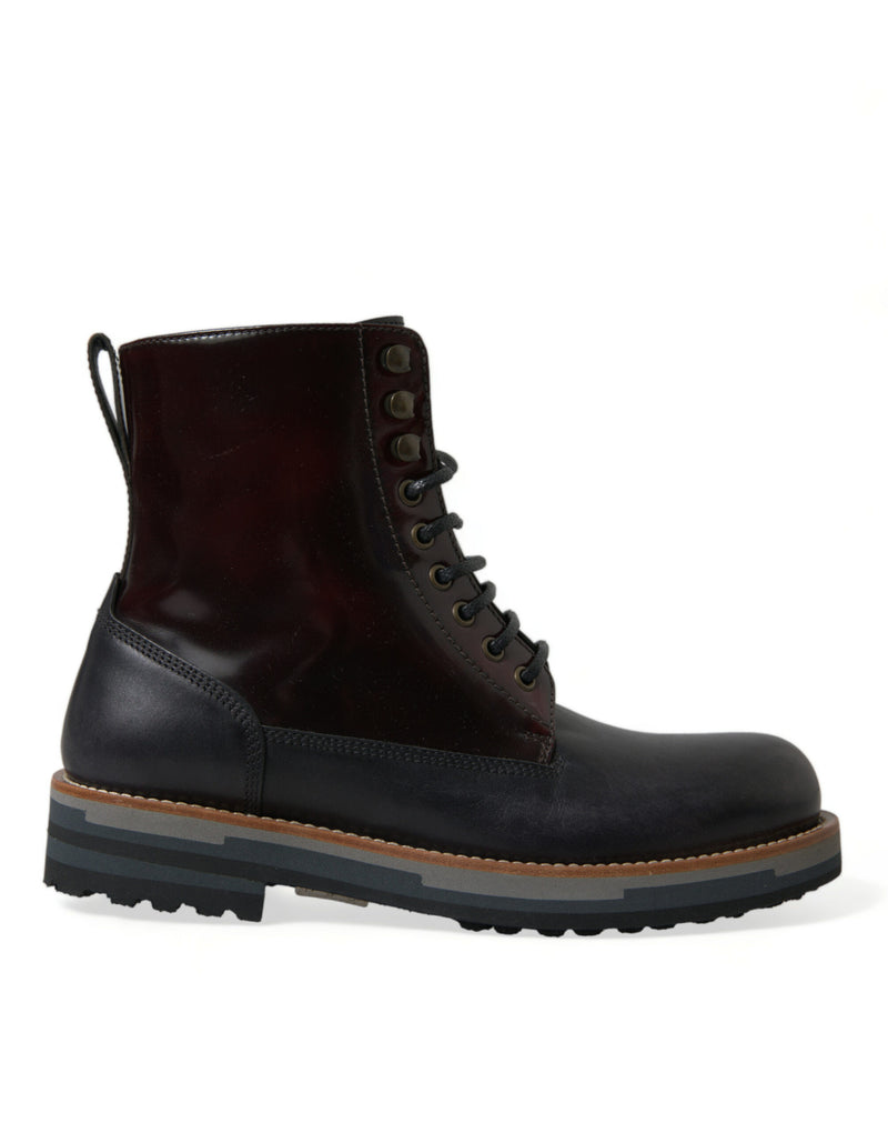 Bottes de combat militaires Dolce & Gabbana en cuir noir