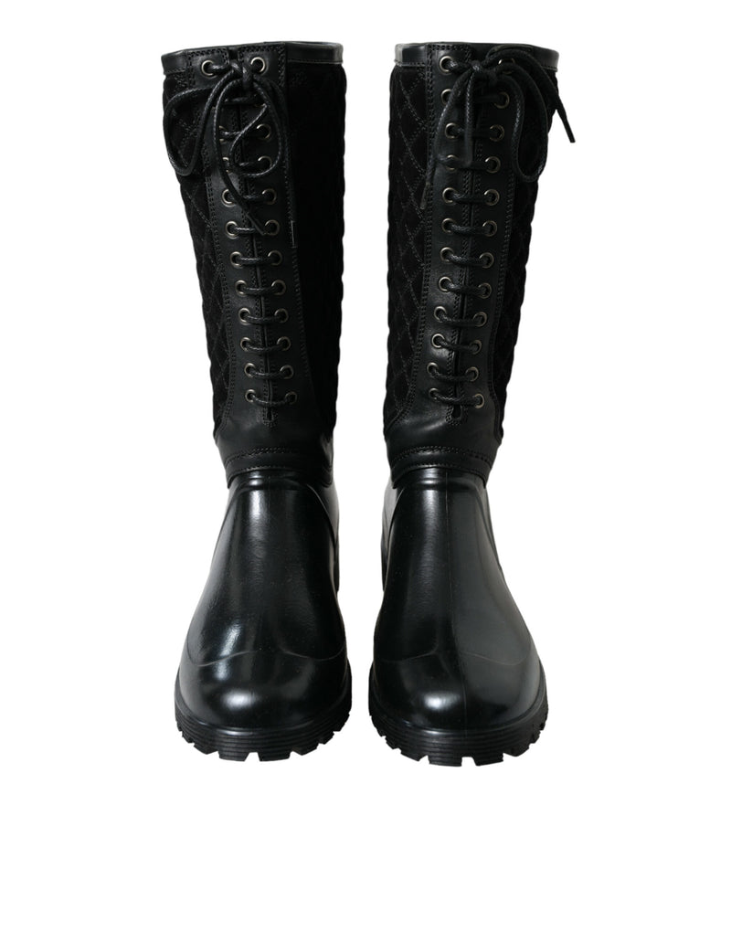 Bottes de pluie Dolce & Gabbana en caoutchouc Chioggia noir et daim