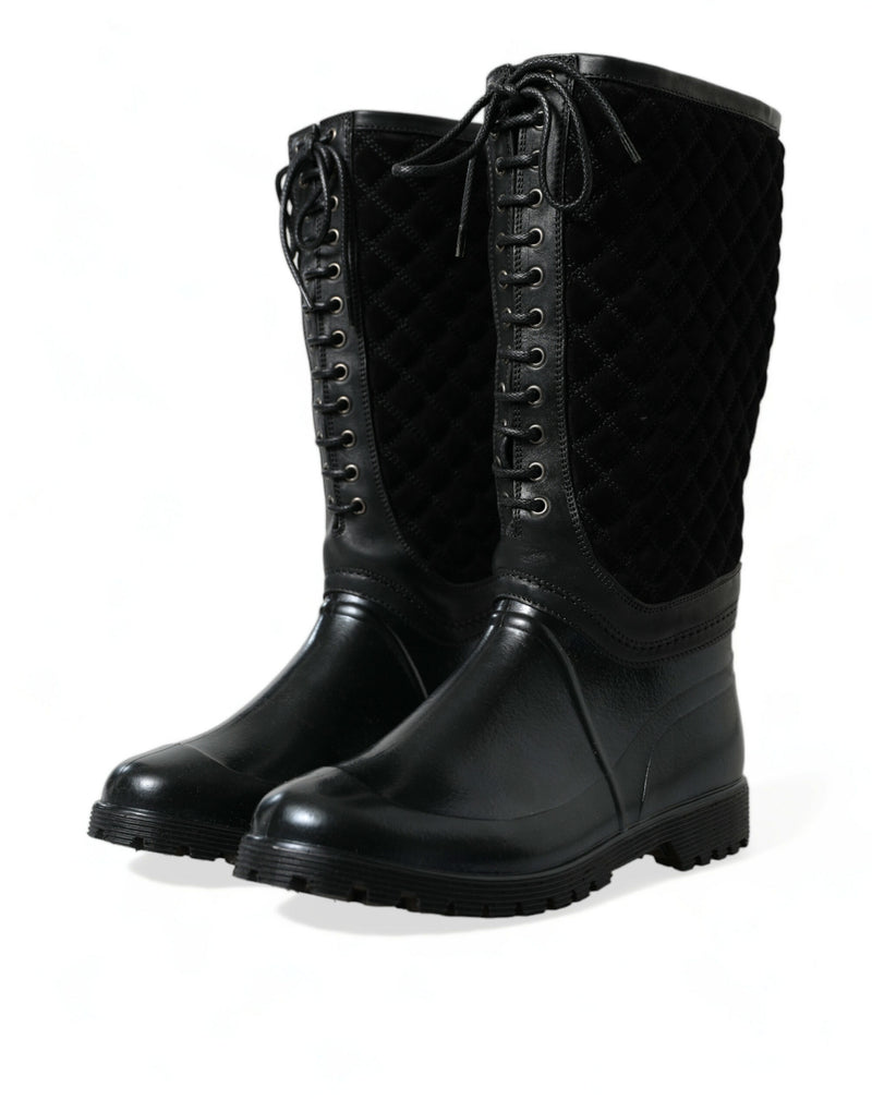 Bottes de pluie Dolce & Gabbana en caoutchouc Chioggia noir et daim