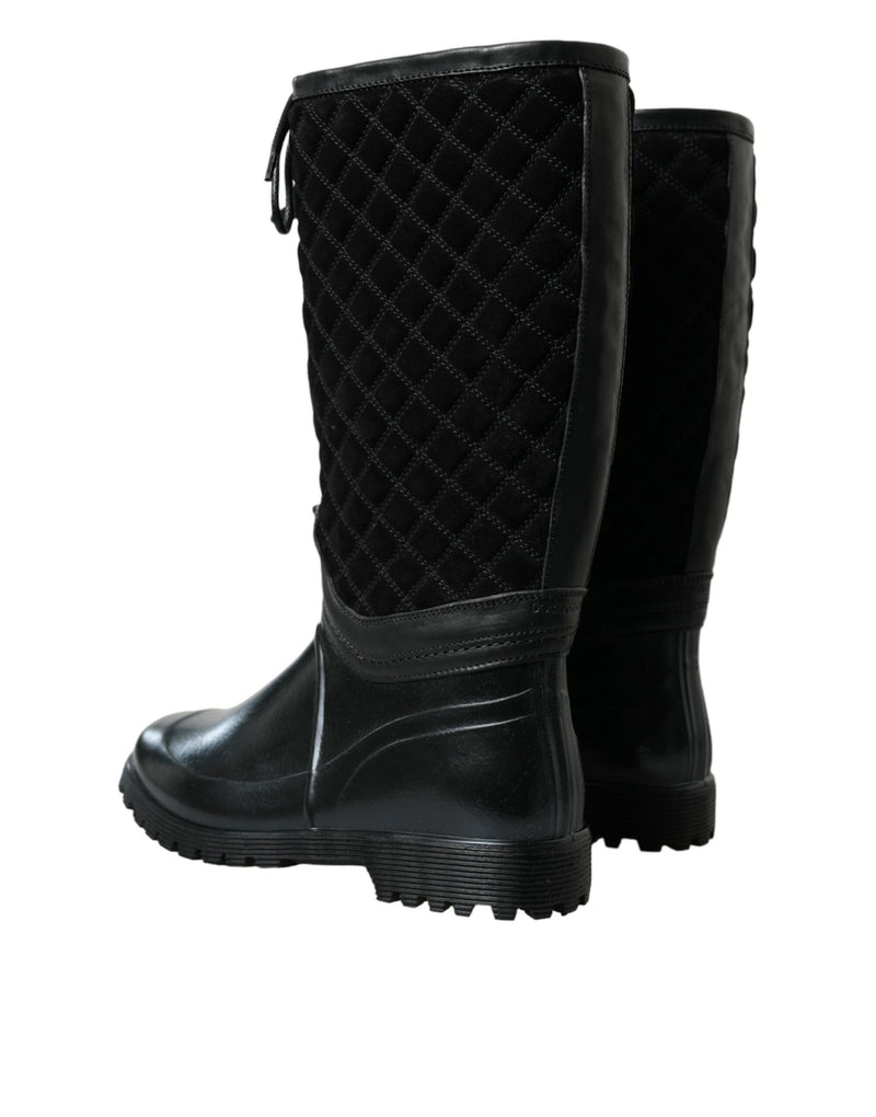 Bottes de pluie Dolce & Gabbana en caoutchouc Chioggia noir et daim