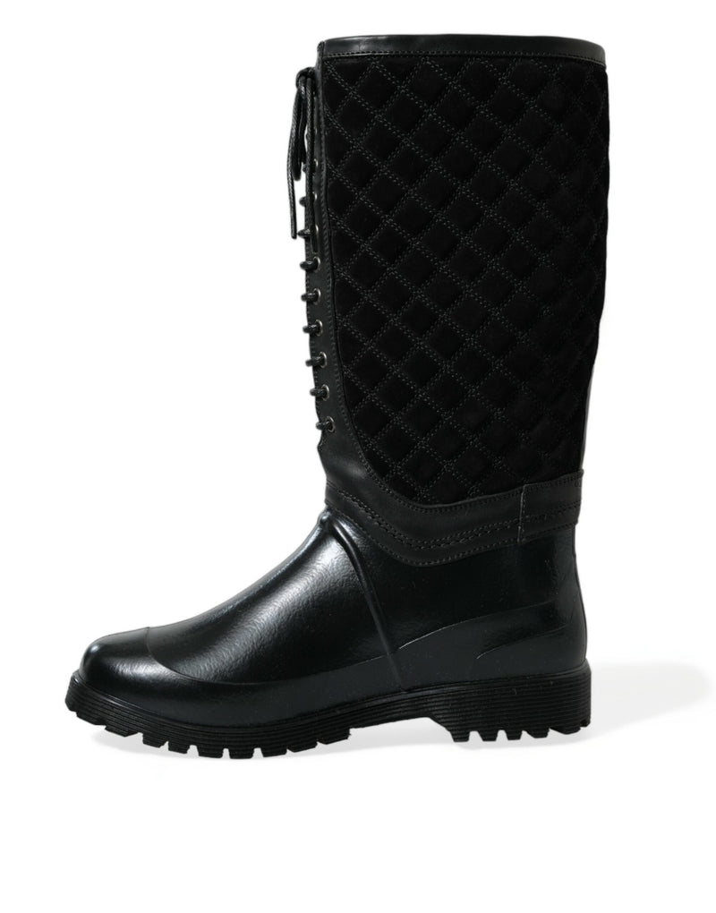 Bottes de pluie Dolce & Gabbana en caoutchouc Chioggia noir et daim