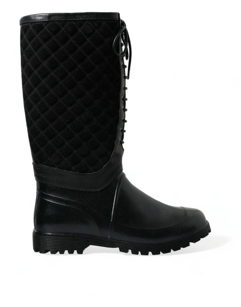 Bottes de pluie Dolce & Gabbana en caoutchouc Chioggia noir et daim