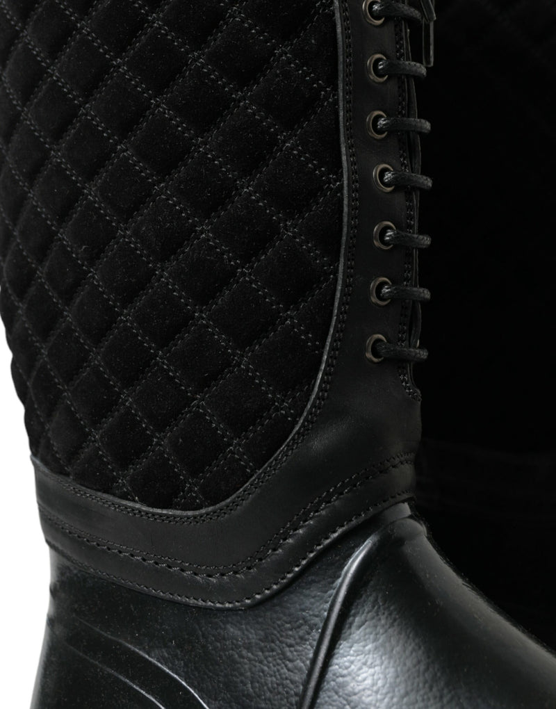 Bottes de pluie Dolce & Gabbana en caoutchouc Chioggia noir et daim