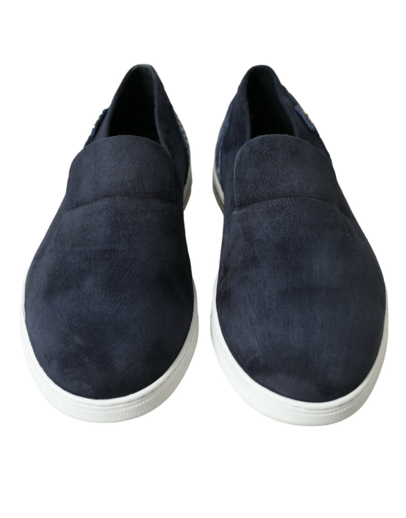 Mocassins Saint-Tropez em camurça azul com detalhe de caimão Dolce & Gabbana