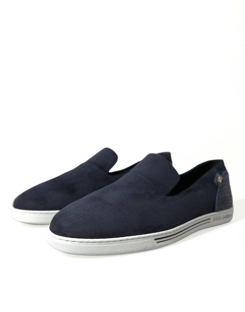 Mocassins Saint-Tropez em camurça azul com detalhe de caimão Dolce & Gabbana