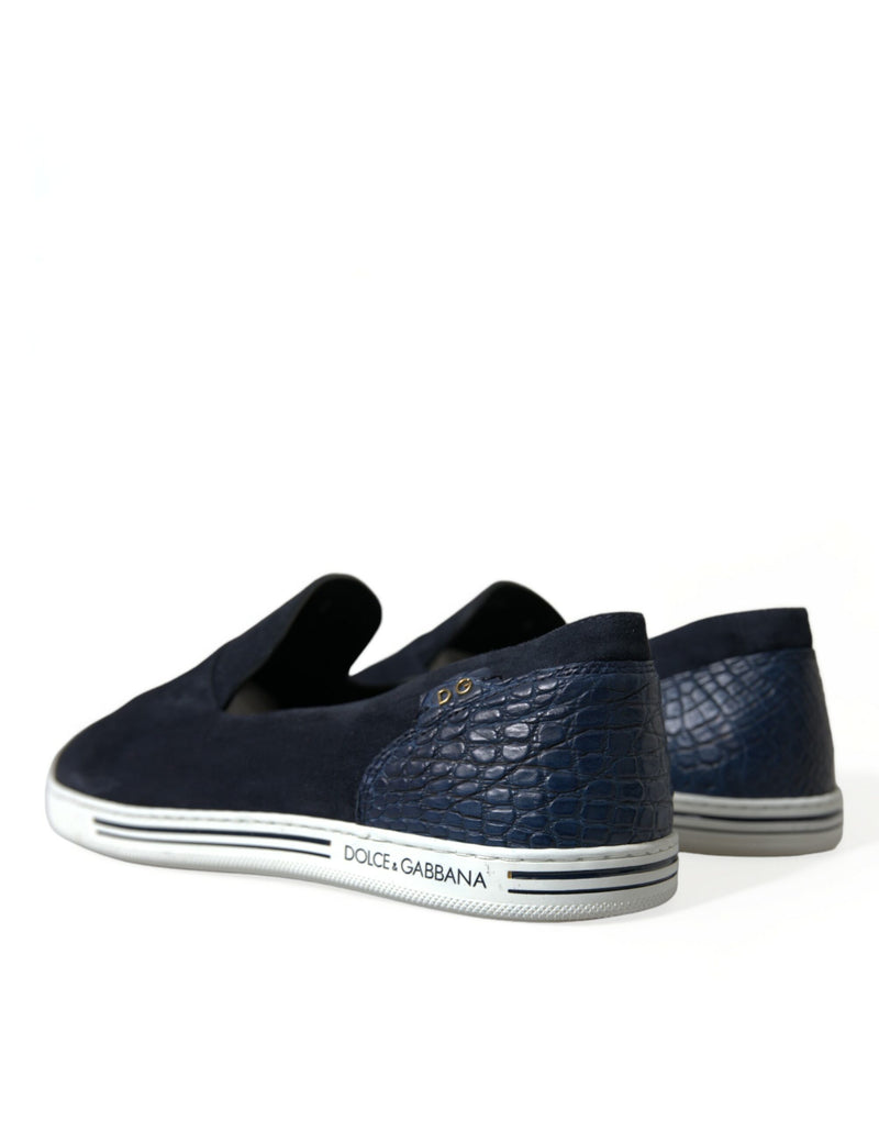 Mocassins Saint-Tropez em camurça azul com detalhe de caimão Dolce & Gabbana