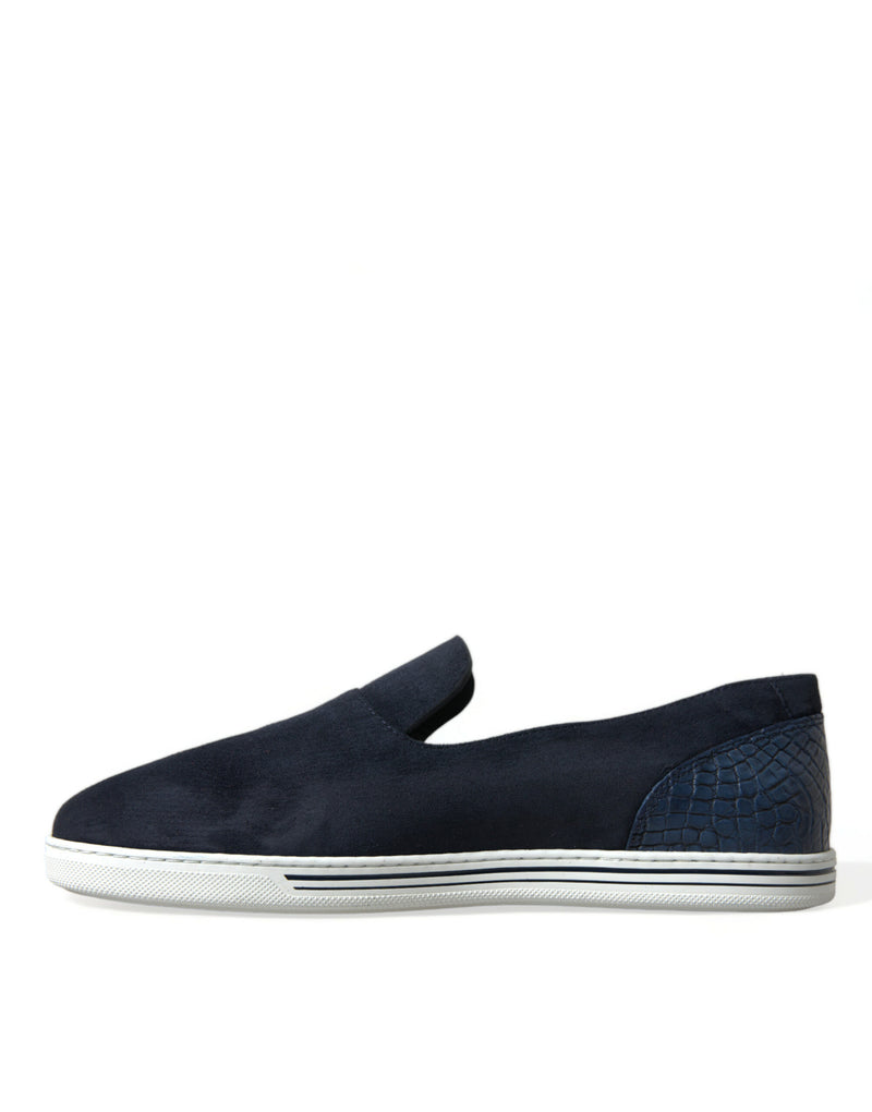 Mocassins Saint-Tropez em camurça azul com detalhe de caimão Dolce & Gabbana