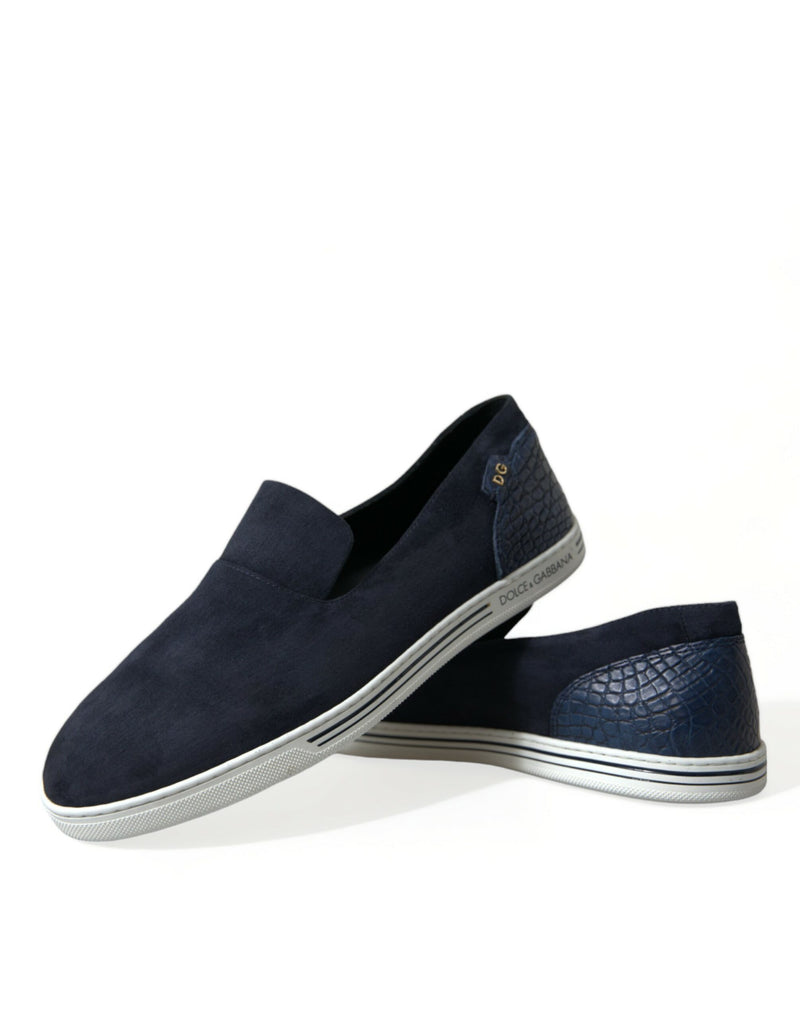 Mocassins Saint-Tropez em camurça azul com detalhe de caimão Dolce & Gabbana