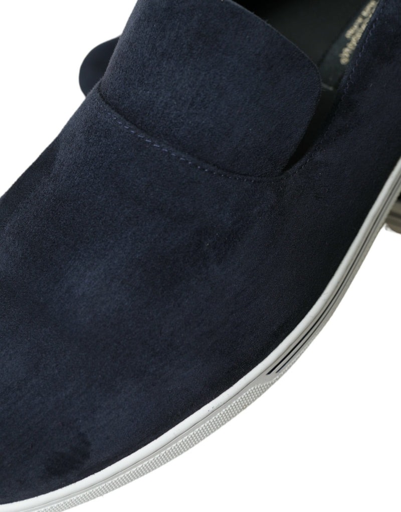 Mocassins Saint-Tropez em camurça azul com detalhe de caimão Dolce & Gabbana