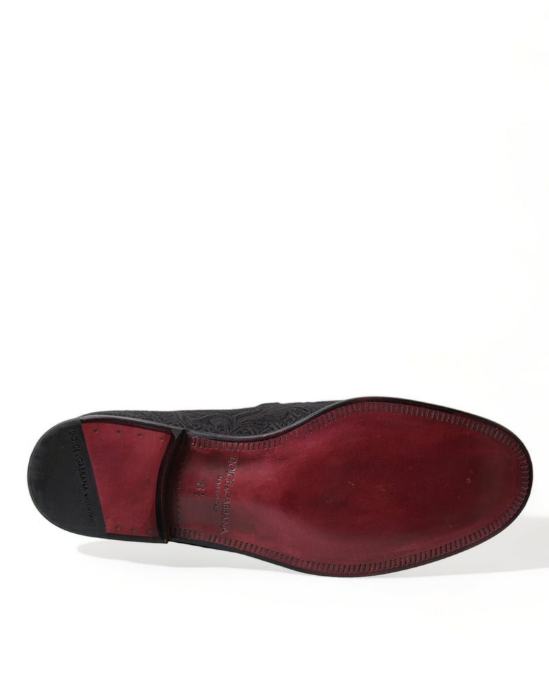 Mocasines de vestir sin cordones de brocado negro para hombre de Dolce & Gabbana