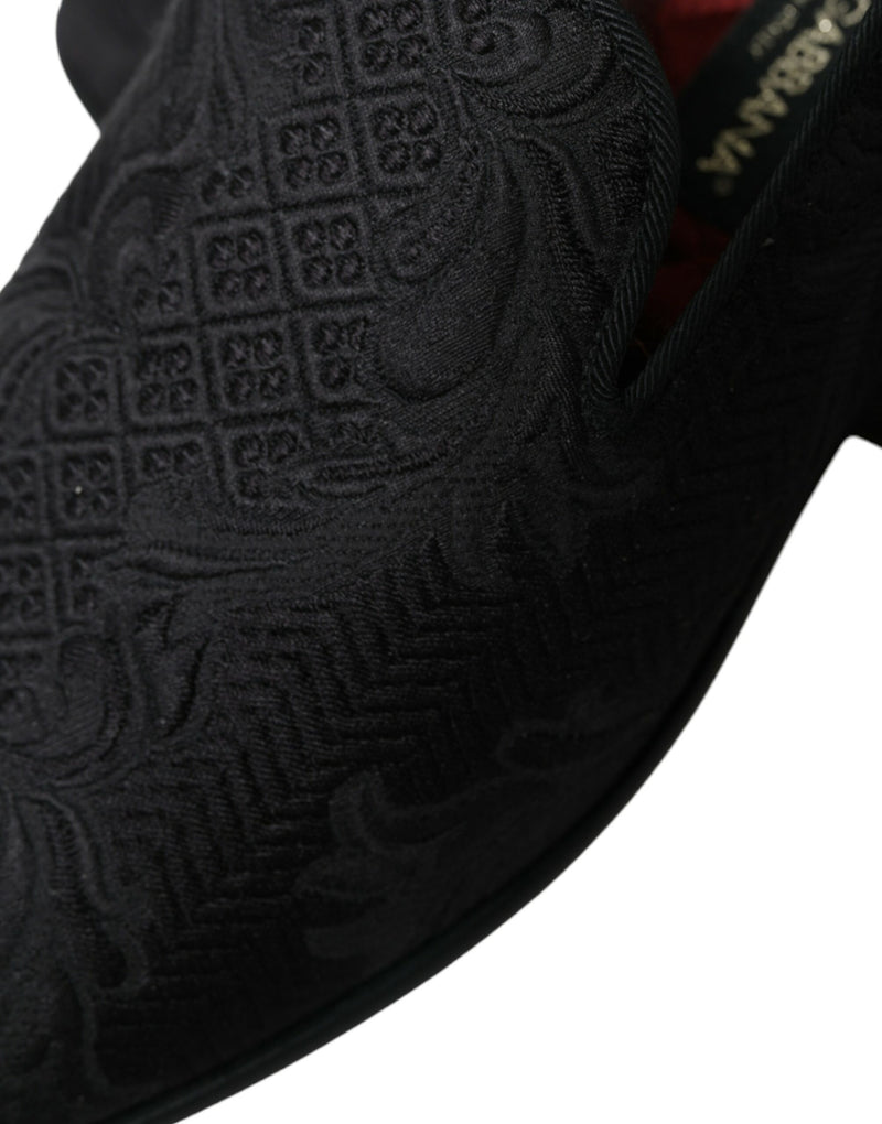 Mocasines de vestir sin cordones de brocado negro para hombre de Dolce & Gabbana