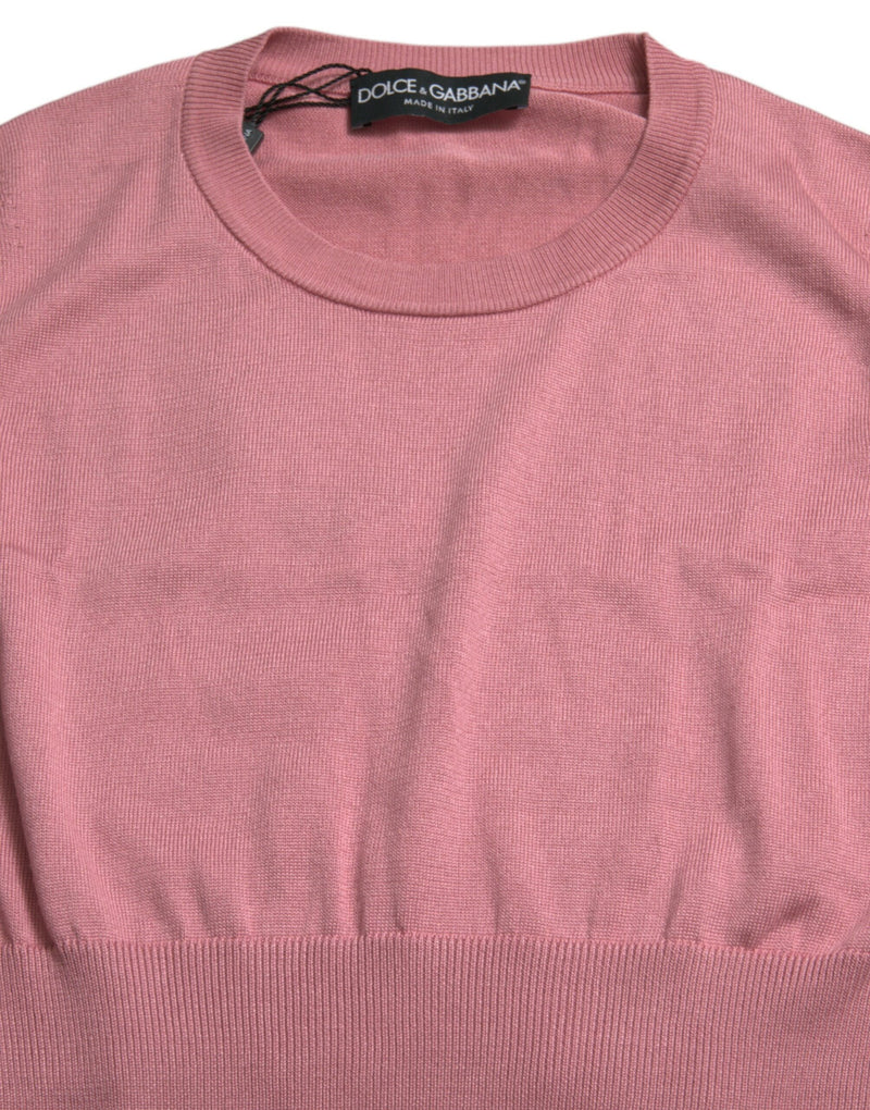 Dolce & Gabbana Top smanicato cropped rosa con girocollo