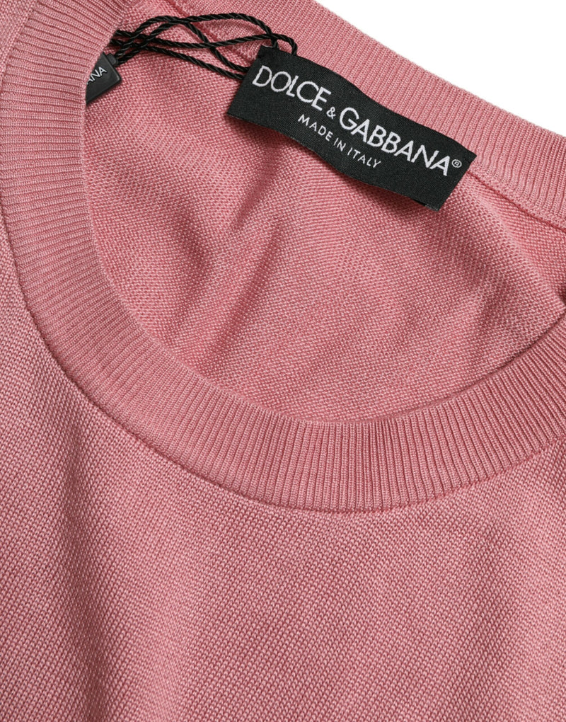 Dolce & Gabbana Top smanicato cropped rosa con girocollo