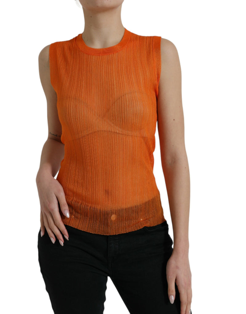 Blusa sin mangas transparente naranja con cuello redondo de Dolce & Gabbana