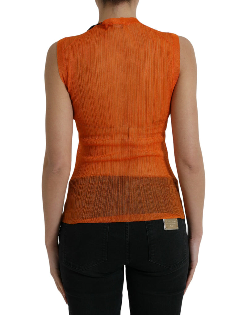 Blusa sin mangas transparente naranja con cuello redondo de Dolce & Gabbana