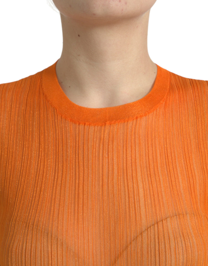 Blusa sin mangas transparente naranja con cuello redondo de Dolce & Gabbana