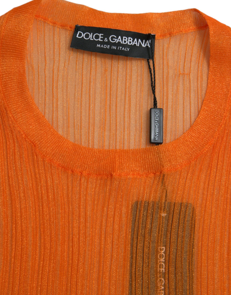 Blusa sin mangas transparente naranja con cuello redondo de Dolce & Gabbana