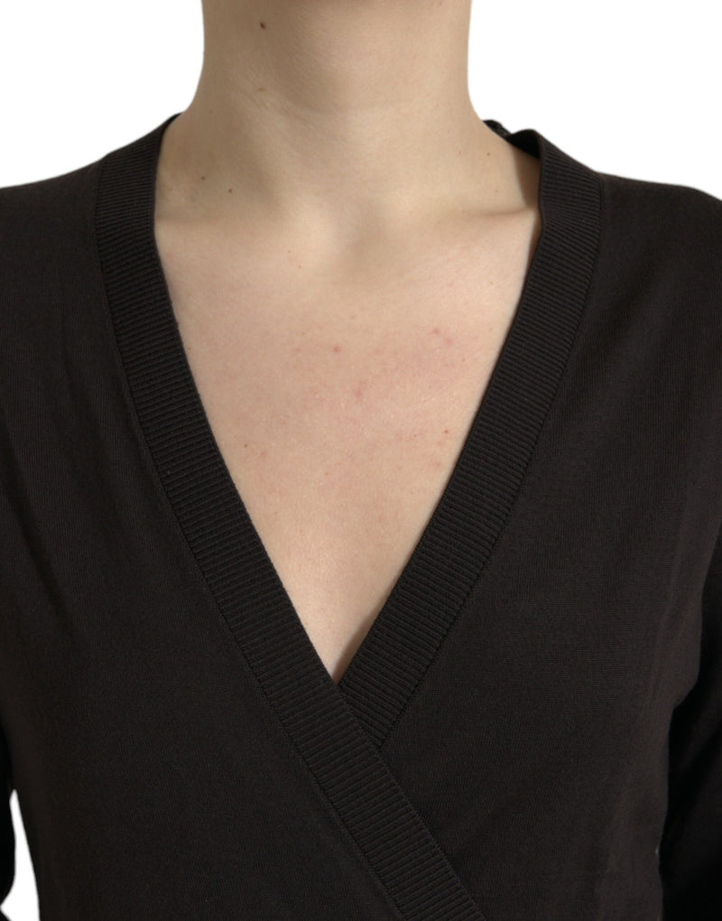 Cárdigan cruzado de lana negra con cuello en V de Dolce & Gabbana
