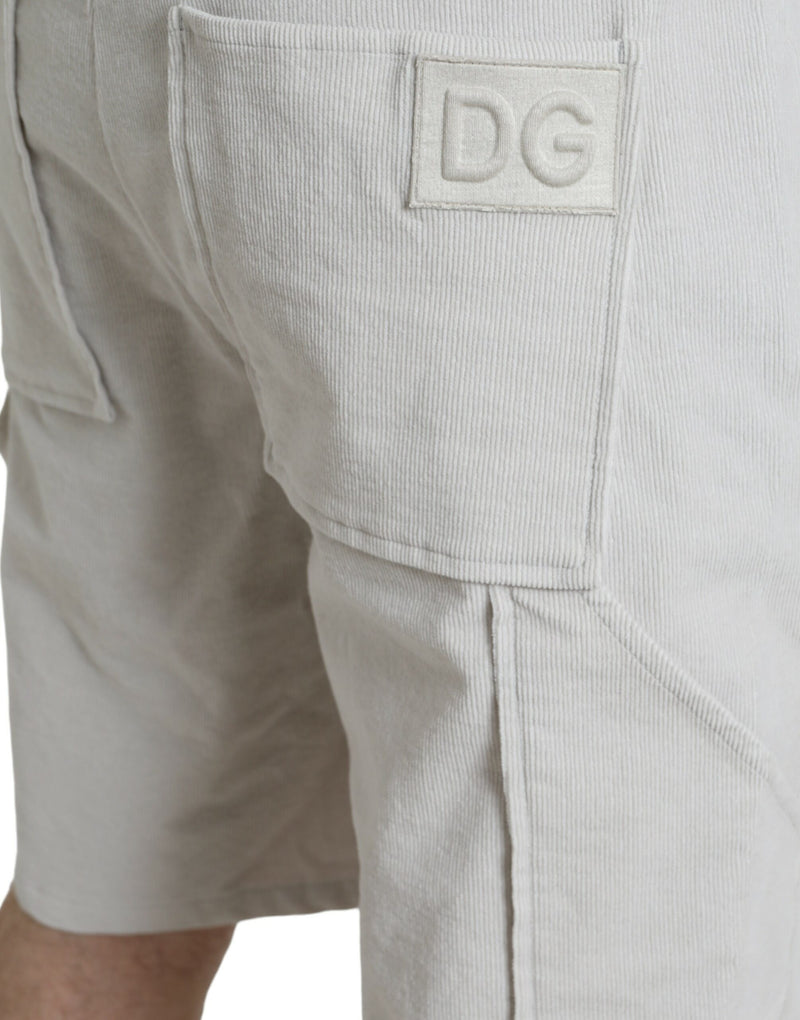 Bermuda de veludo cotelê de algodão bege com logo Dolce & Gabbana