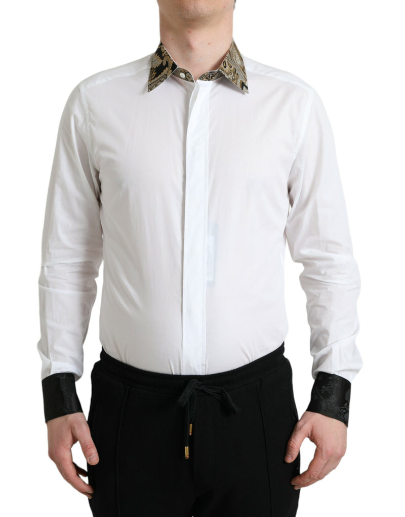 Camisa social GOLD de algodão jacquard branca Dolce & Gabbana