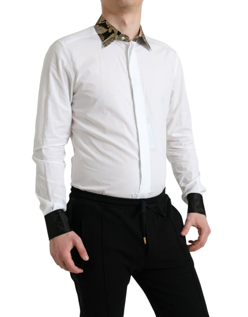 Camisa social GOLD de algodão jacquard branca Dolce & Gabbana
