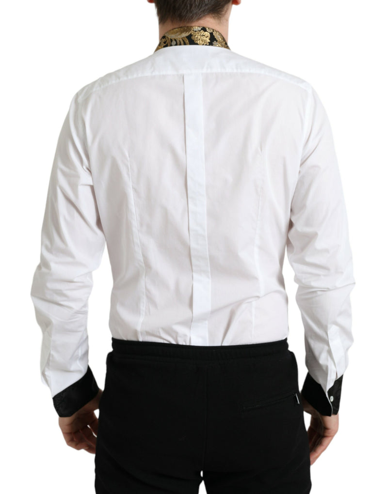 Camisa social GOLD de algodão jacquard branca Dolce & Gabbana