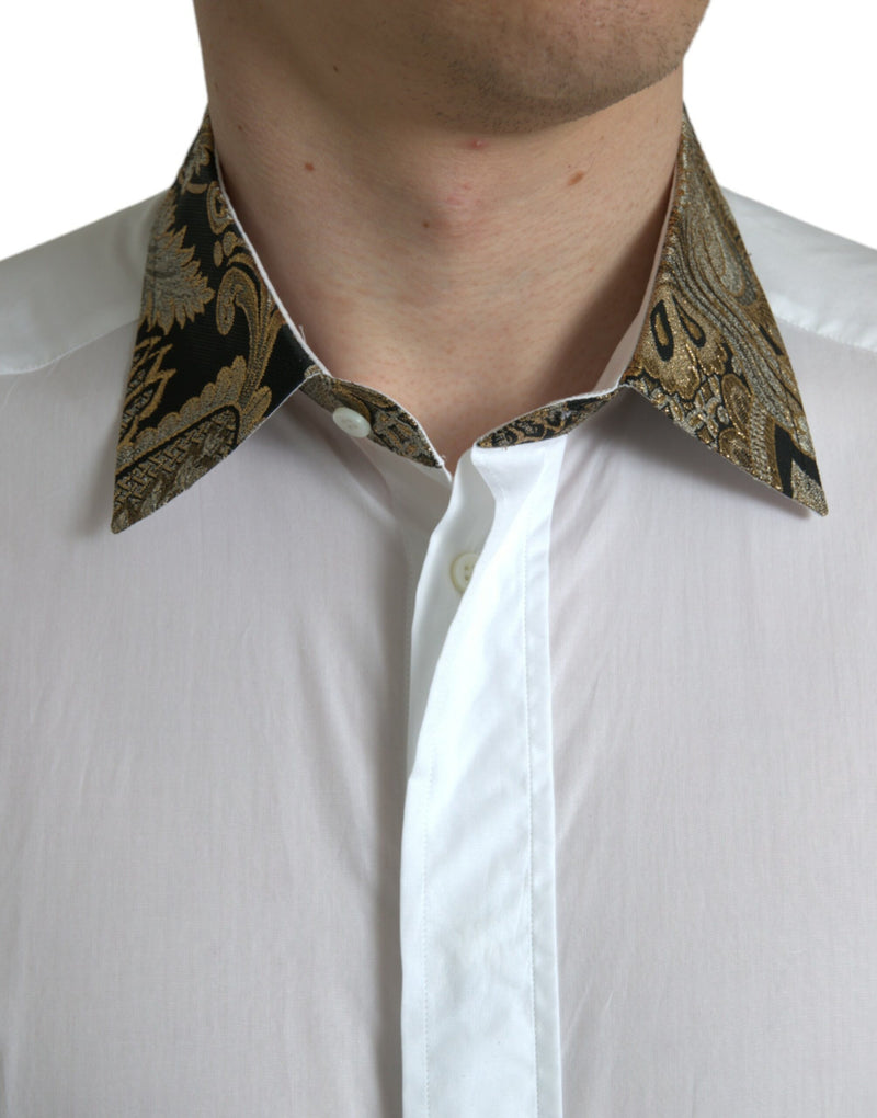 Camisa social GOLD de algodão jacquard branca Dolce & Gabbana