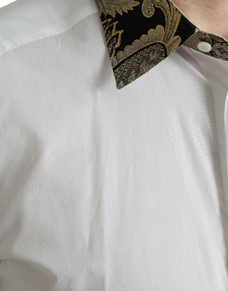 Camisa social GOLD de algodão jacquard branca Dolce & Gabbana
