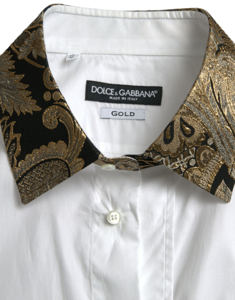 Camisa social GOLD de algodão jacquard branca Dolce & Gabbana
