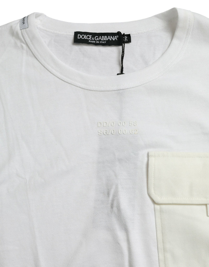 Camiseta blanca de algodón de manga corta con bolsillo de Dolce & Gabbana