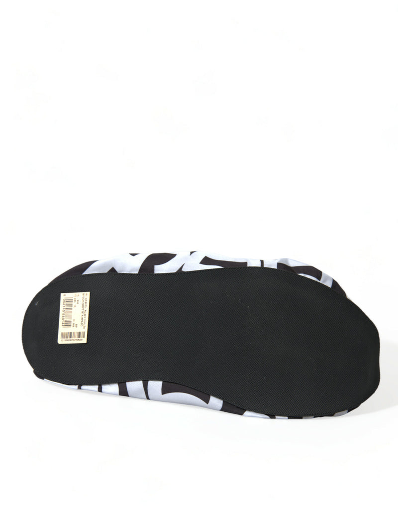 Chaussures plates à enfiler Dolce & Gabbana blanches en nylon avec logo imprimé