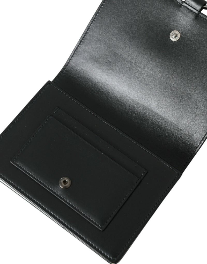 Tarjetero cartera de cuero negro y blanco adornado con cristales de Dolce & Gabbana