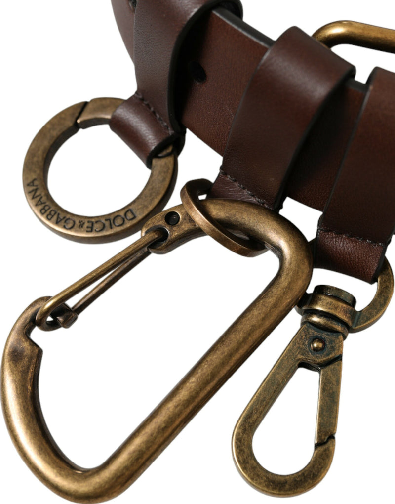 Cintura Dolce & Gabbana marrone in pelle di vitello con fibbia in metallo dorato