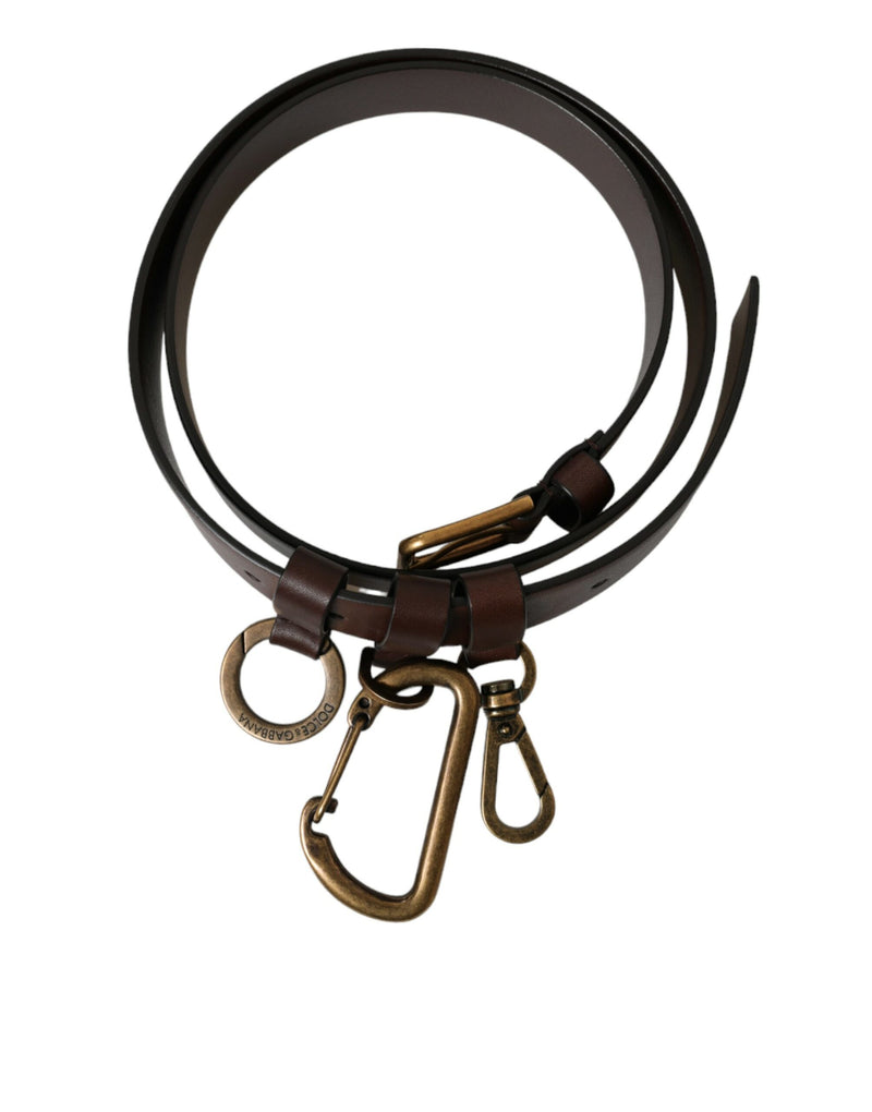 Cintura Dolce & Gabbana marrone in pelle di vitello con fibbia in metallo dorato