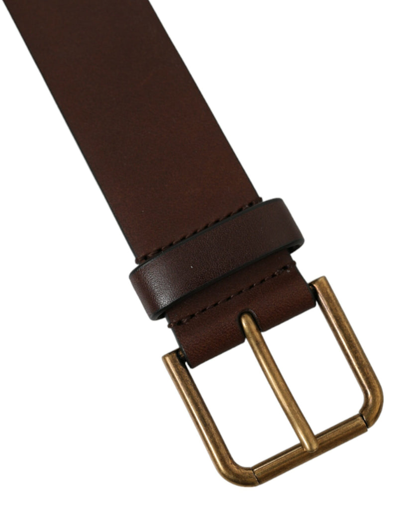 Cintura Dolce & Gabbana marrone in pelle di vitello con fibbia in metallo dorato