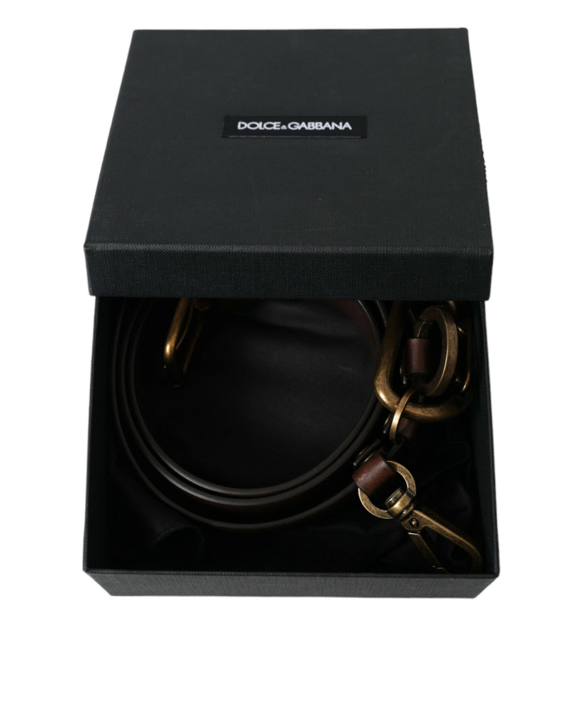 Cintura Dolce & Gabbana marrone in pelle di vitello con fibbia in metallo dorato