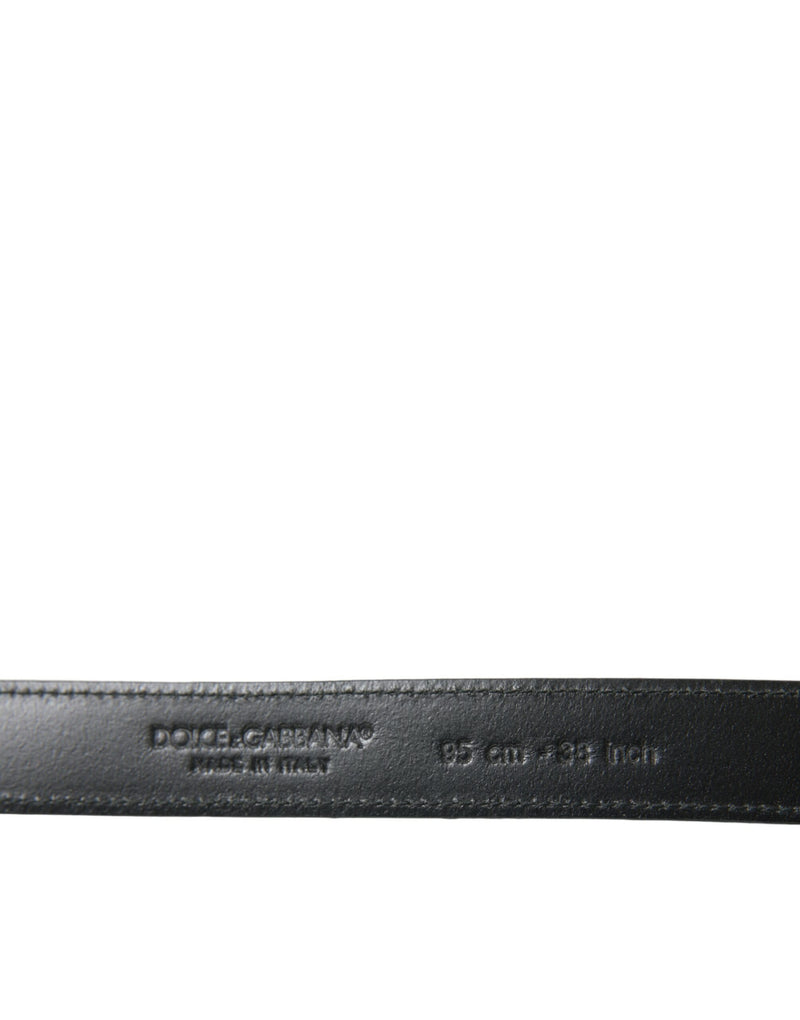 Ceinture Dolce & Gabbana noire en cuir avec boucle en métal argenté