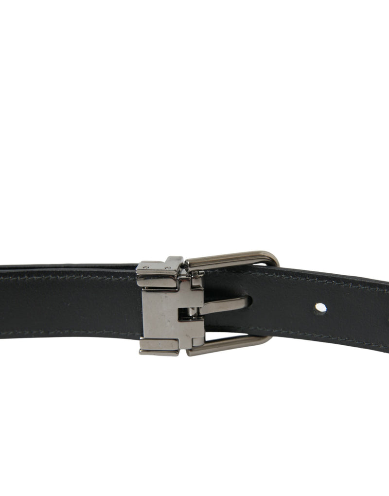 Ceinture Dolce & Gabbana noire en cuir avec boucle en métal argenté