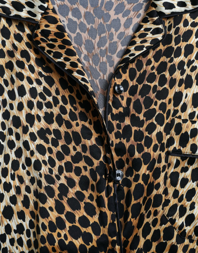 Blouse marron à manches longues et imprimé léopard Dolce & Gabbana