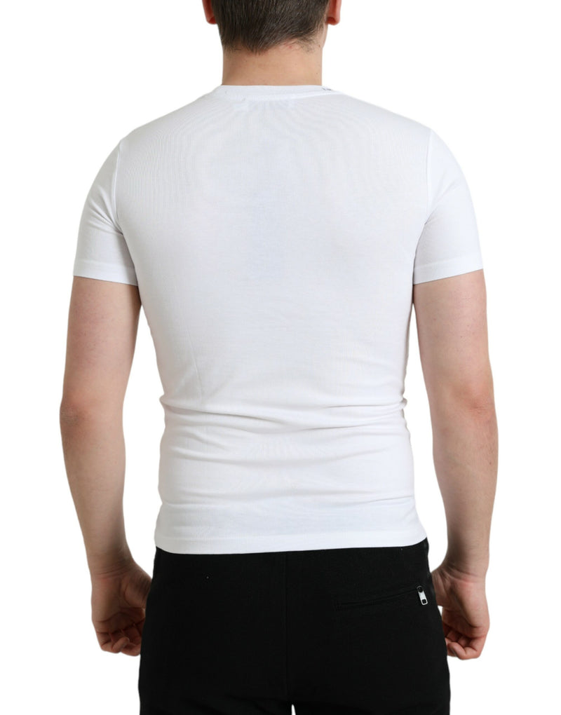 T-shirt Dolce & Gabbana blanc en coton à col rond avec logo imprimé