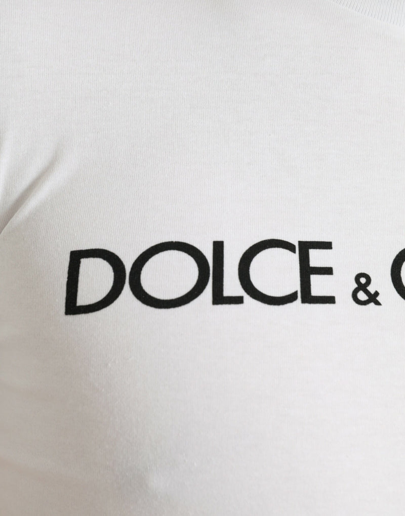 T-shirt Dolce & Gabbana blanc en coton à col rond avec logo imprimé