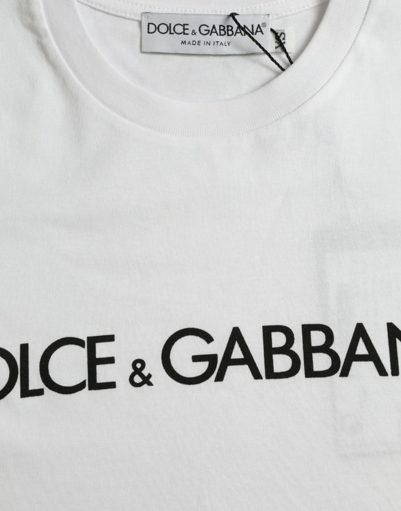 T-shirt Dolce & Gabbana blanc en coton à col rond avec logo imprimé