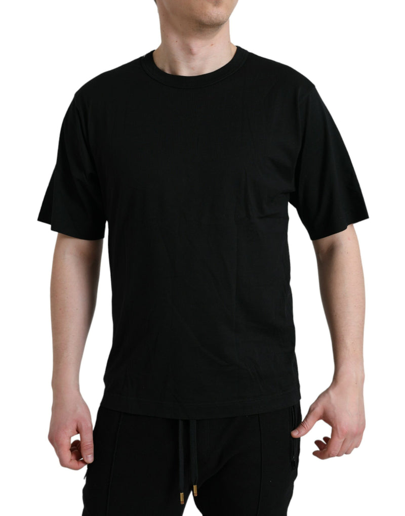 T-shirt Dolce & Gabbana noir à manches courtes et col rond avec logo en relief
