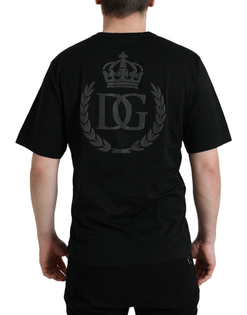 T-shirt Dolce & Gabbana noir à manches courtes et col rond avec logo en relief